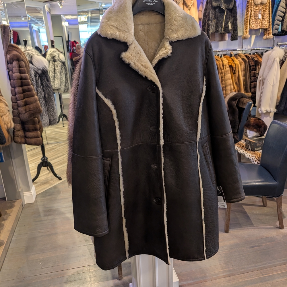 Elegant Dark Brown Teddy Jacket with Shearling Lining